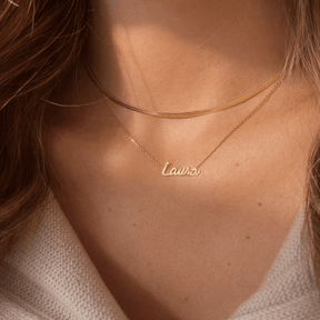 solid 14k gold custom name necklace