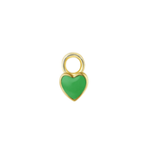 14K Gold Green Enamel Heart Charm