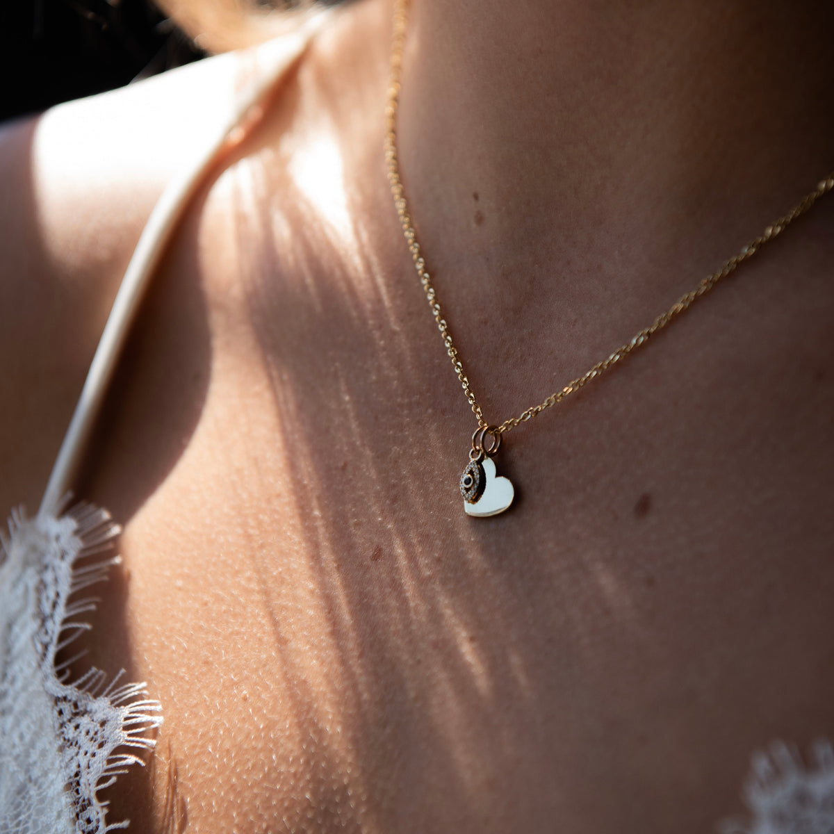 14K Gold Diamond Evil Eye Charm