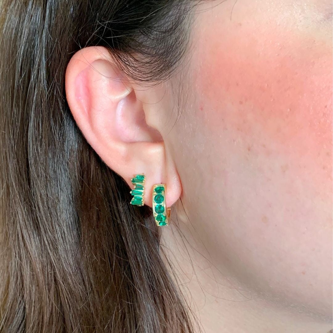 Emerald Chunky Sparkly Huggies