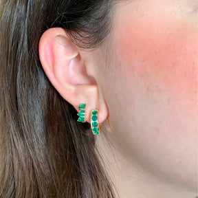 Emerald Chunky Sparkly Huggies