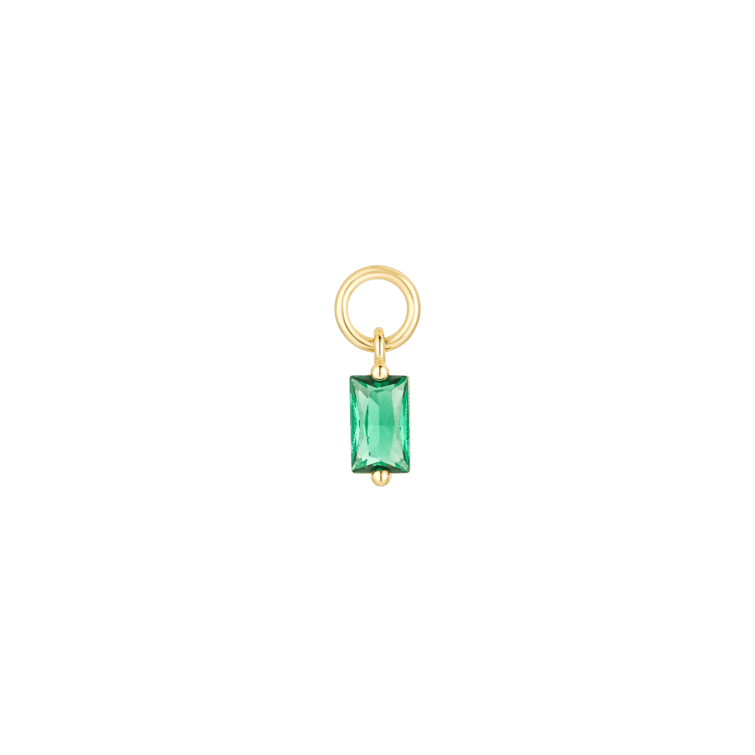 Emerald Baguette Cut Hoop Charm