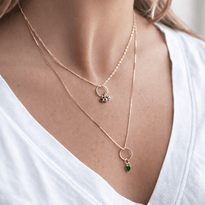 14K Gold Green Enamel Heart Charm