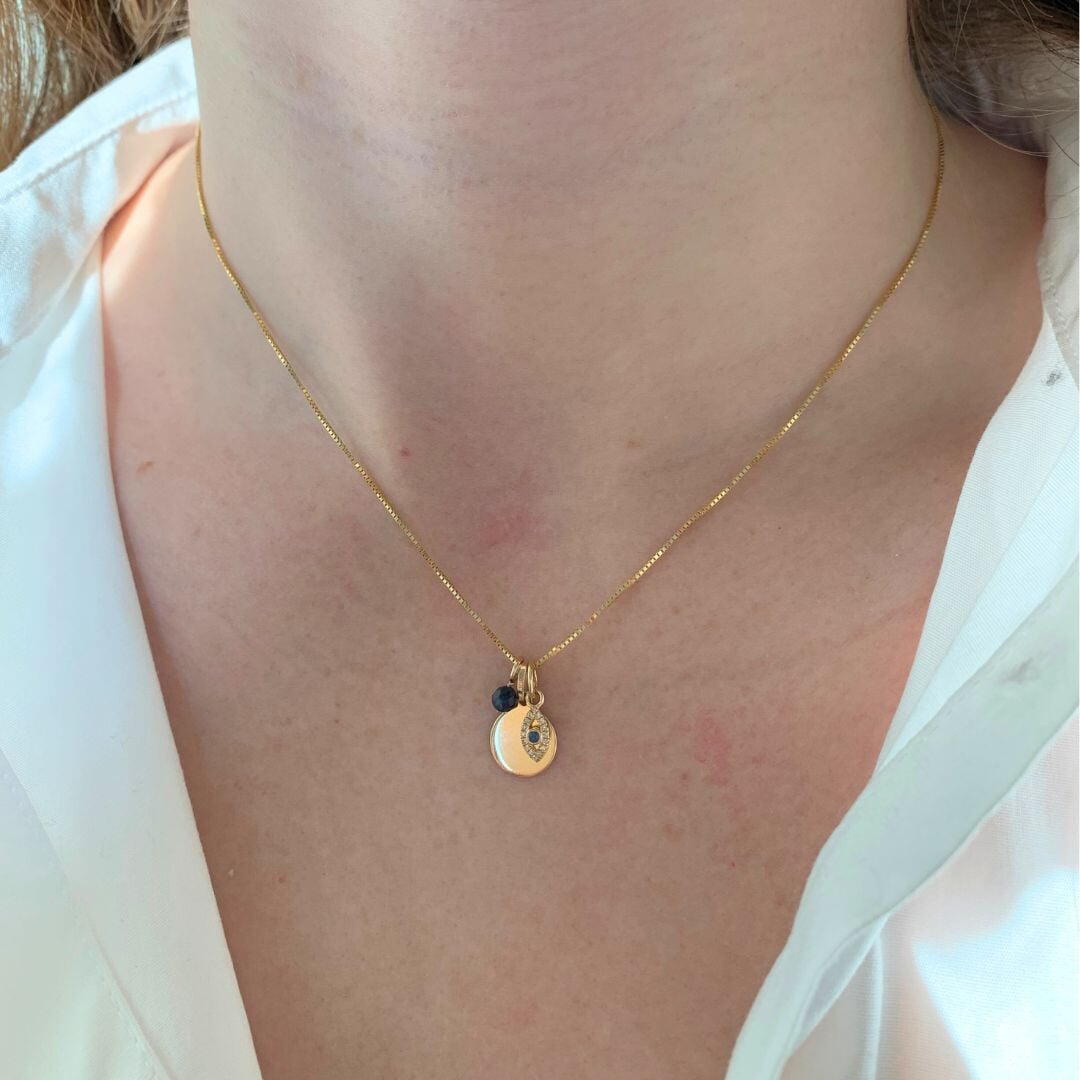 14K Hold the Light Sapphire and Diamond Engravable Necklace