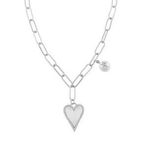 Spencer Pearl Heart Paperclip Necklace