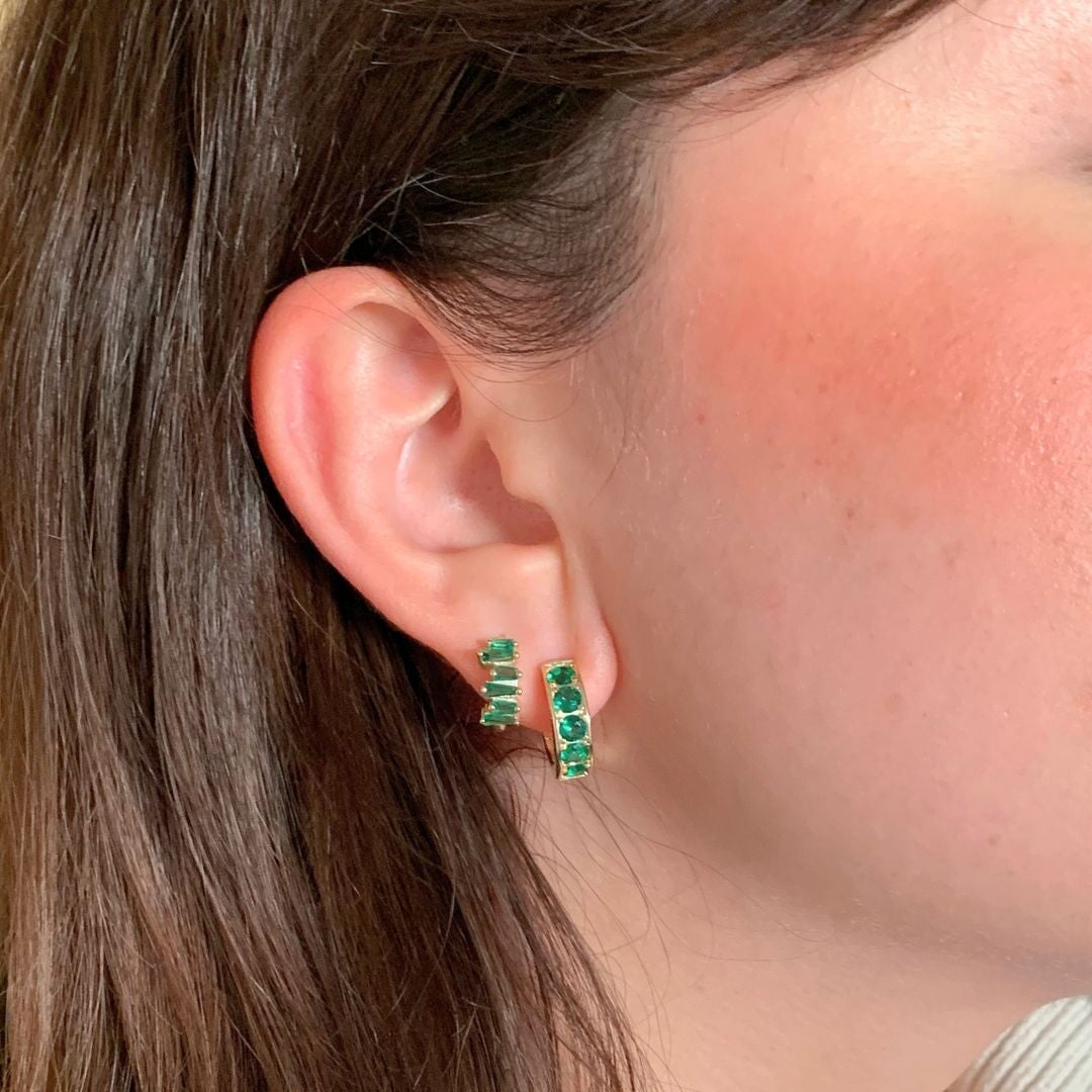 Emerald Chunky Sparkly Huggies