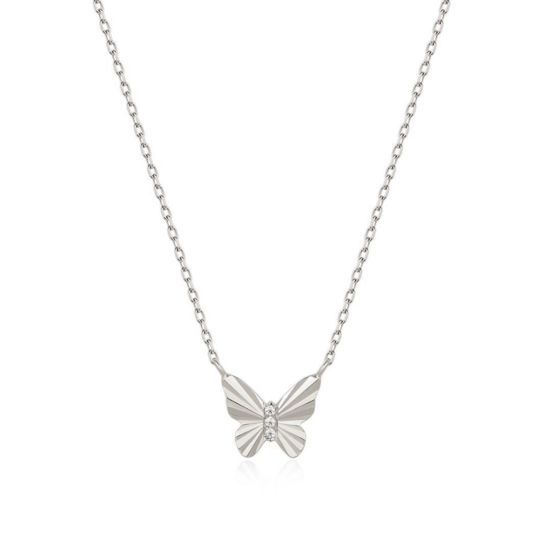Fluted Butterfly Pendant Necklace