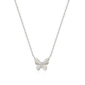 Fluted Butterfly Pendant Necklace