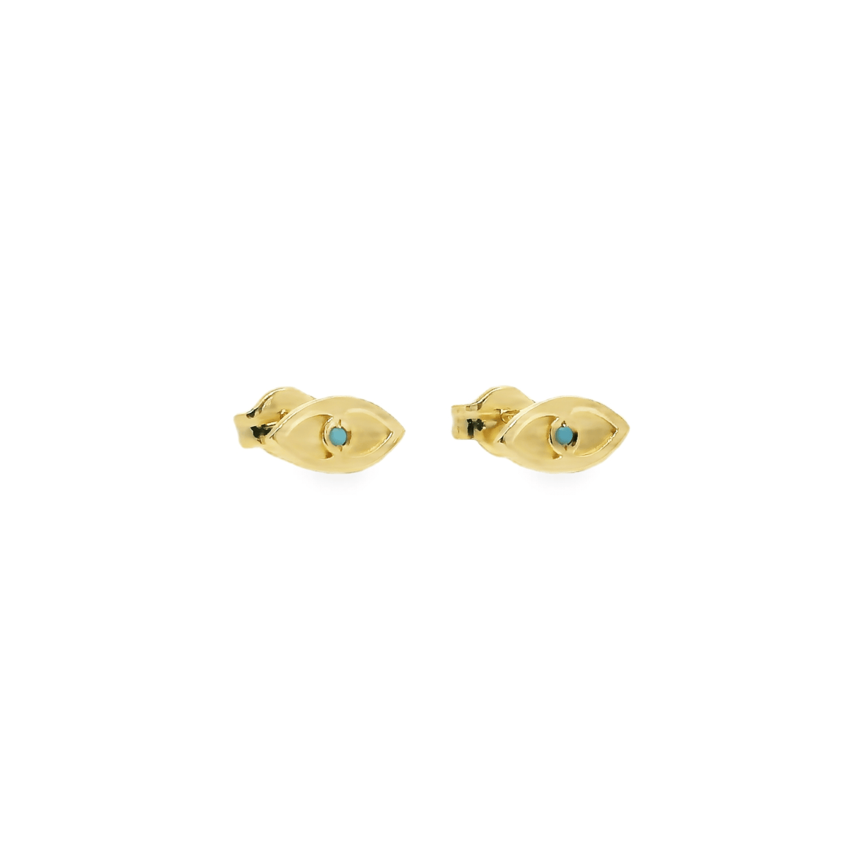 14K Gold Turquoise Evil Eye Stud Earrings