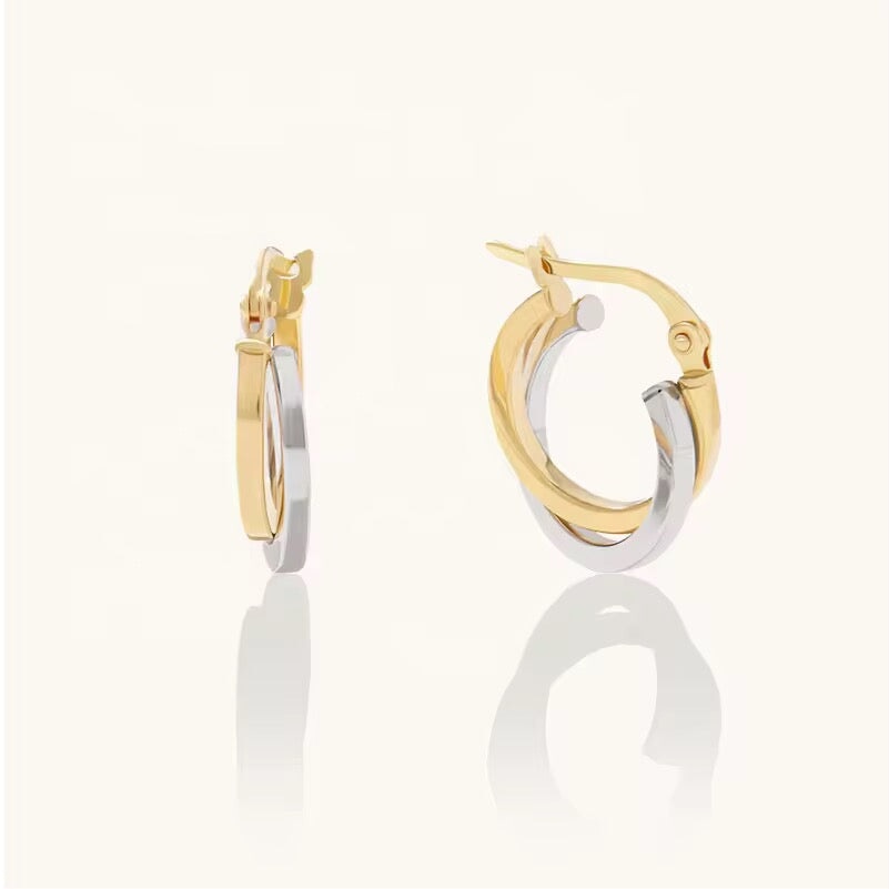 Mixed Metal Crossover Hoops