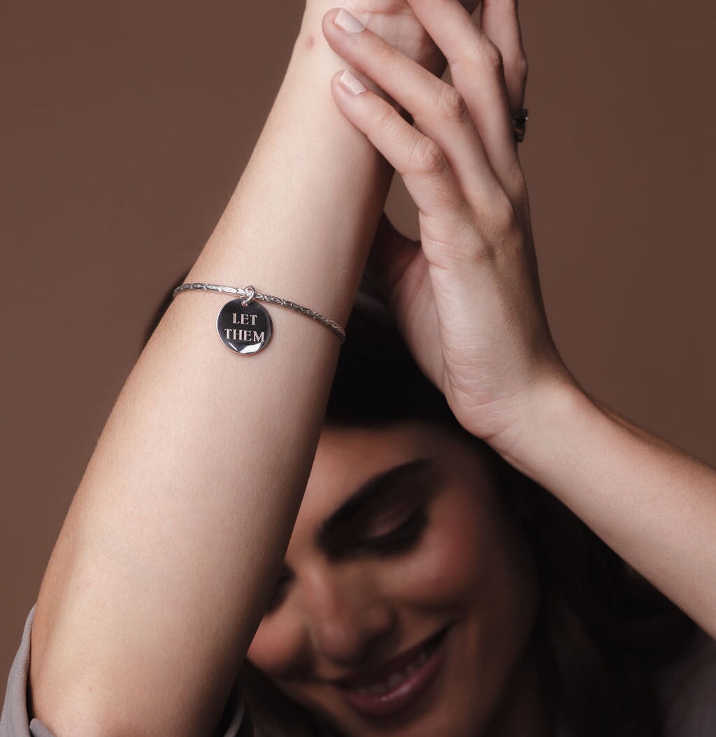 Motif Bangle with Engravable Charm