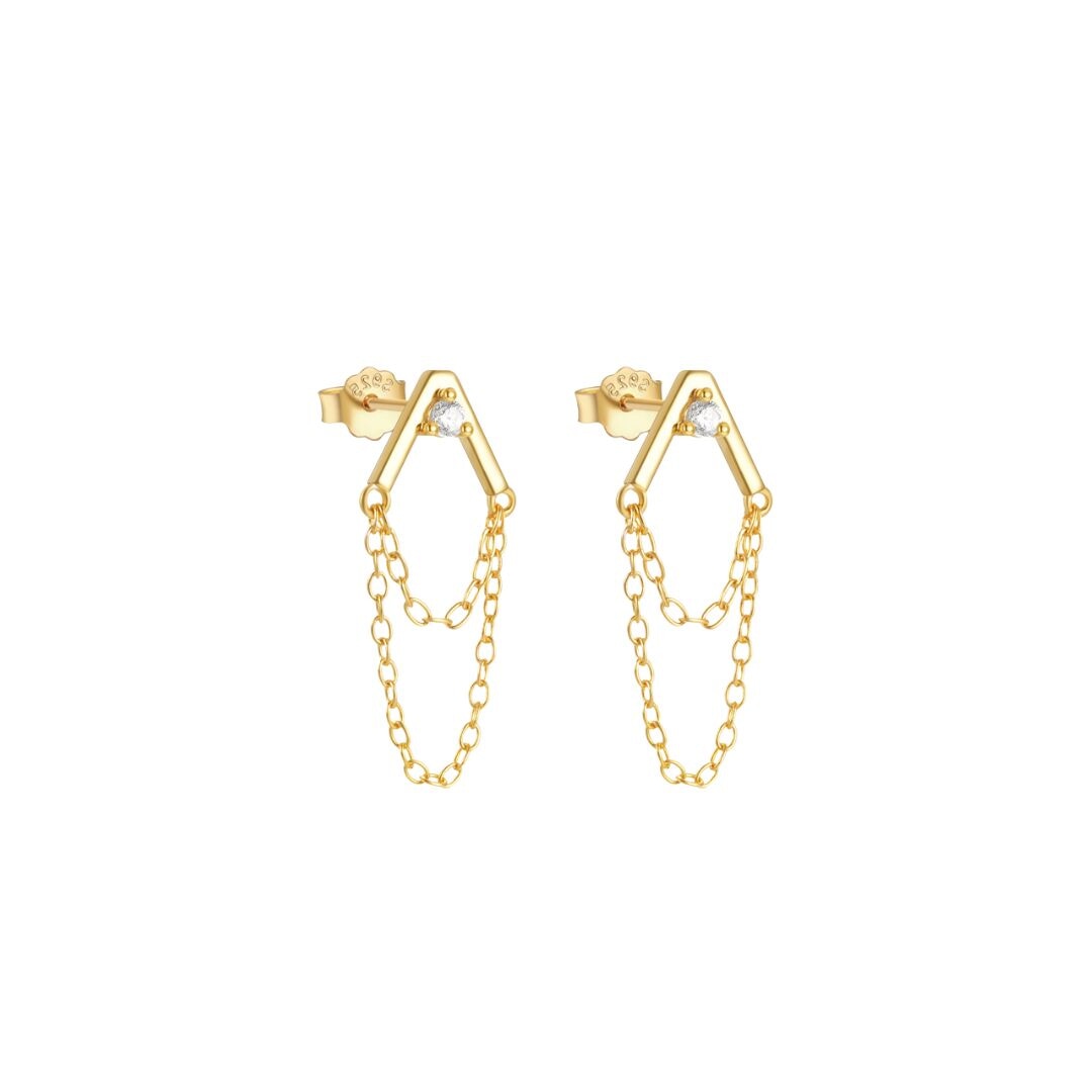 Chain Drop Stud Earrings