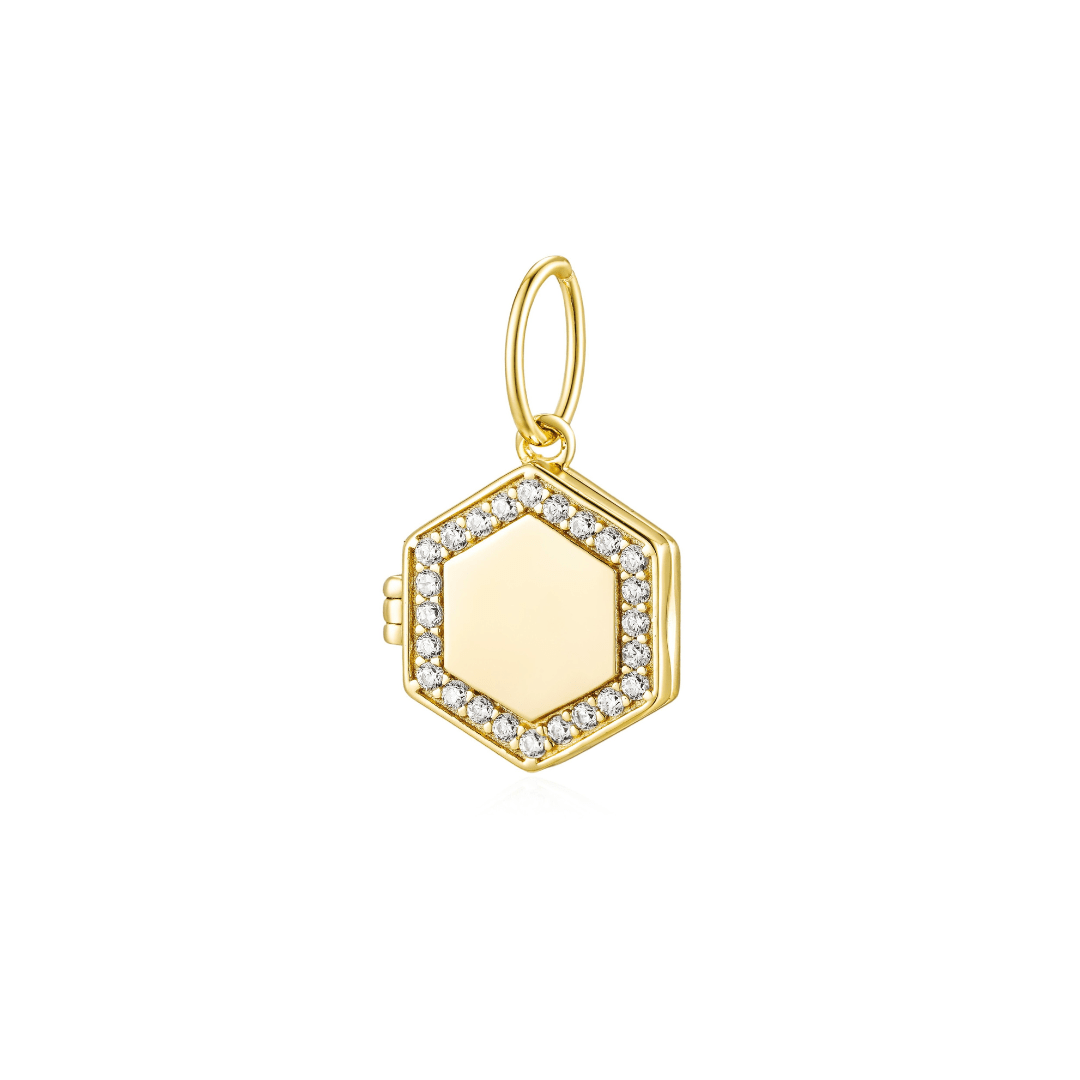 Engravable Hexagon Pavé Locket