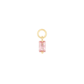 Pink Baguette Cut Hoop Charm