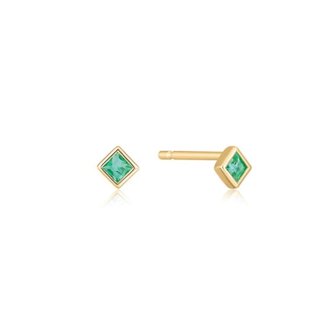 Princess Cut Emerald Solitaire Single Stud