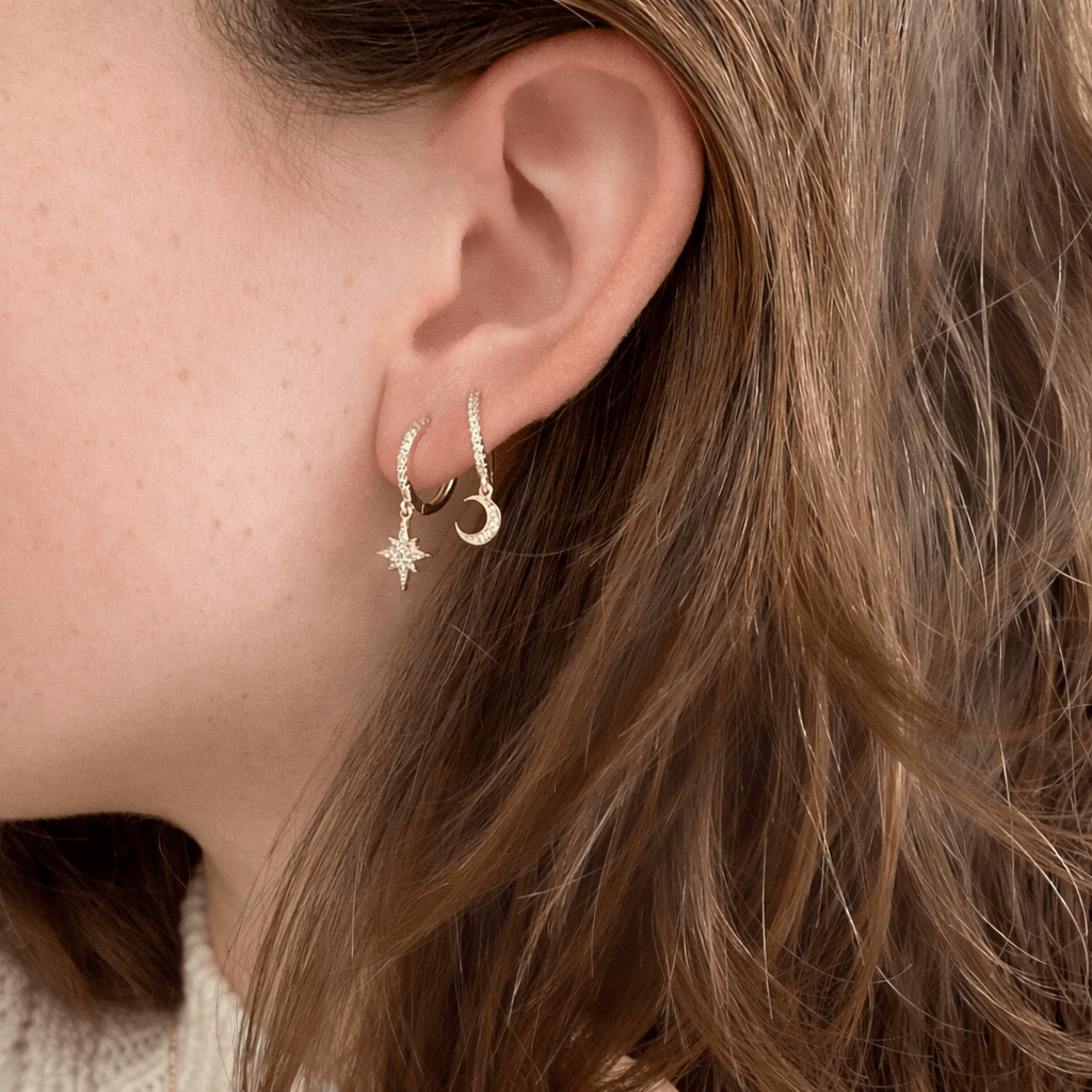 Galaxy Moon & Star Drop Hoops