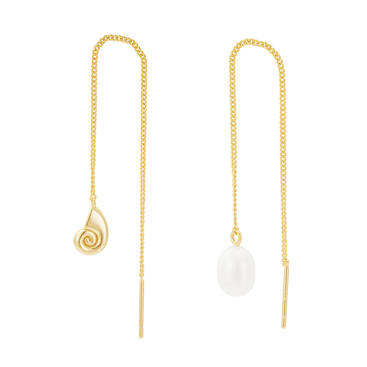 Pearl & Shell Threader Earrings