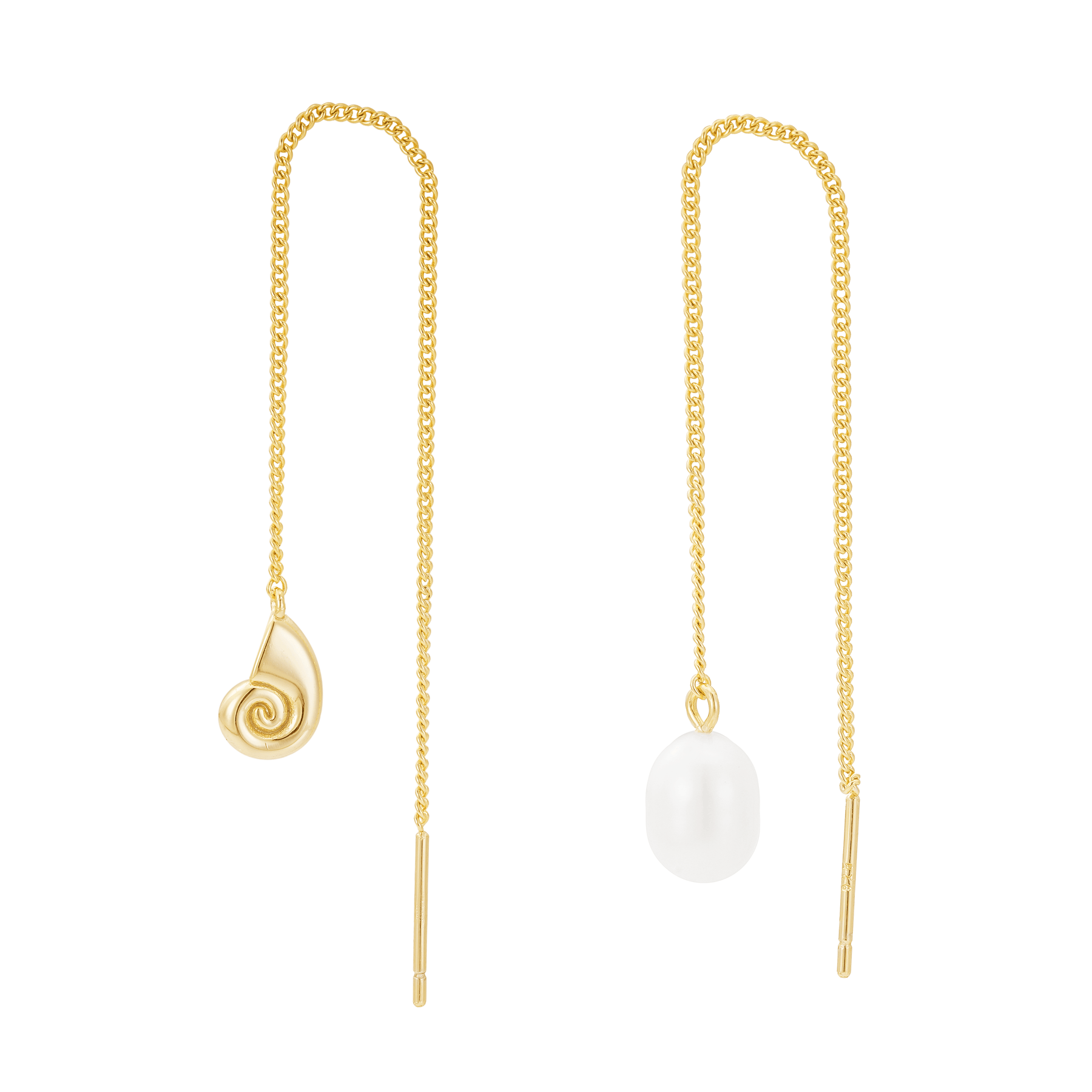 Pearl & Shell Threader Earrings