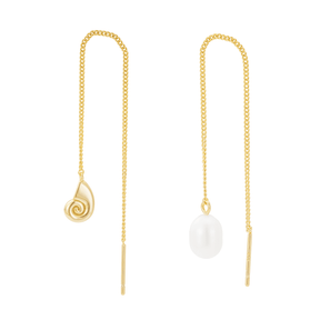 Pearl & Shell Threader Earrings