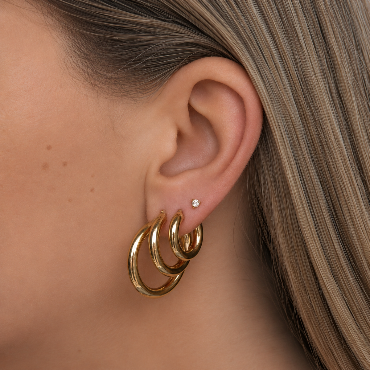 10K Gold Bethany Thick Hollow Hoops