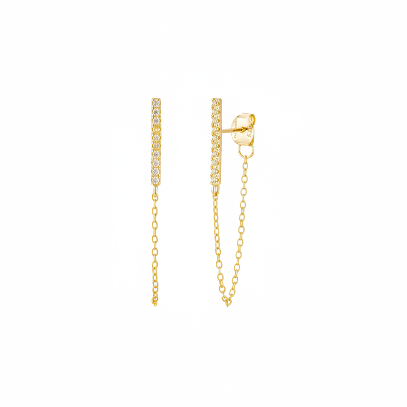 Fine Chain Drop Stud-  Single