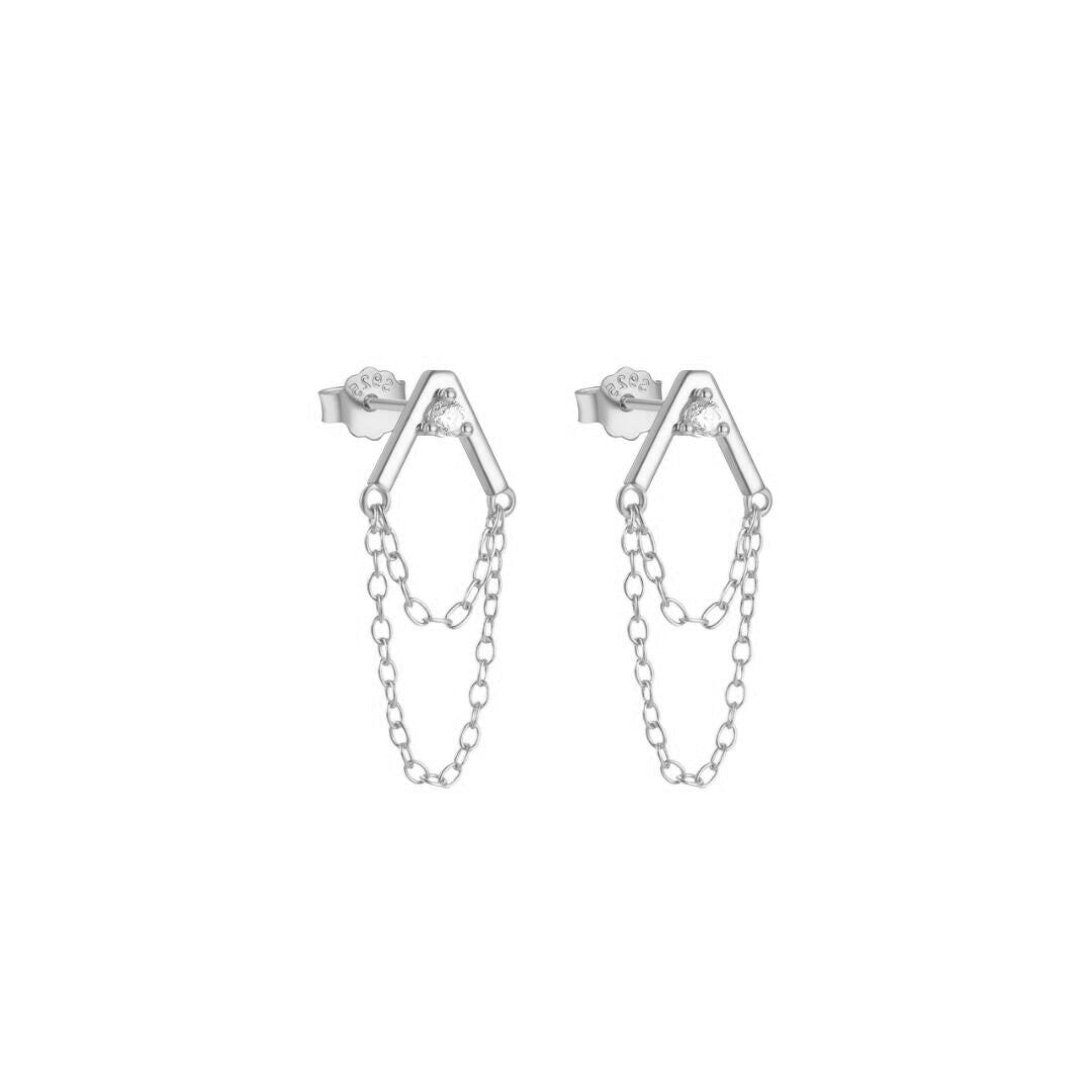 Chain Drop Stud Earrings