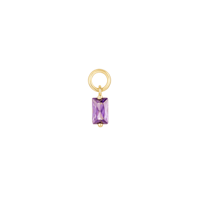 Purple Baguette Cut Hoop Charm