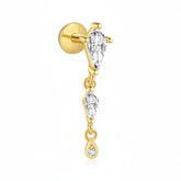 Flat back Single drop studs - 3 stones