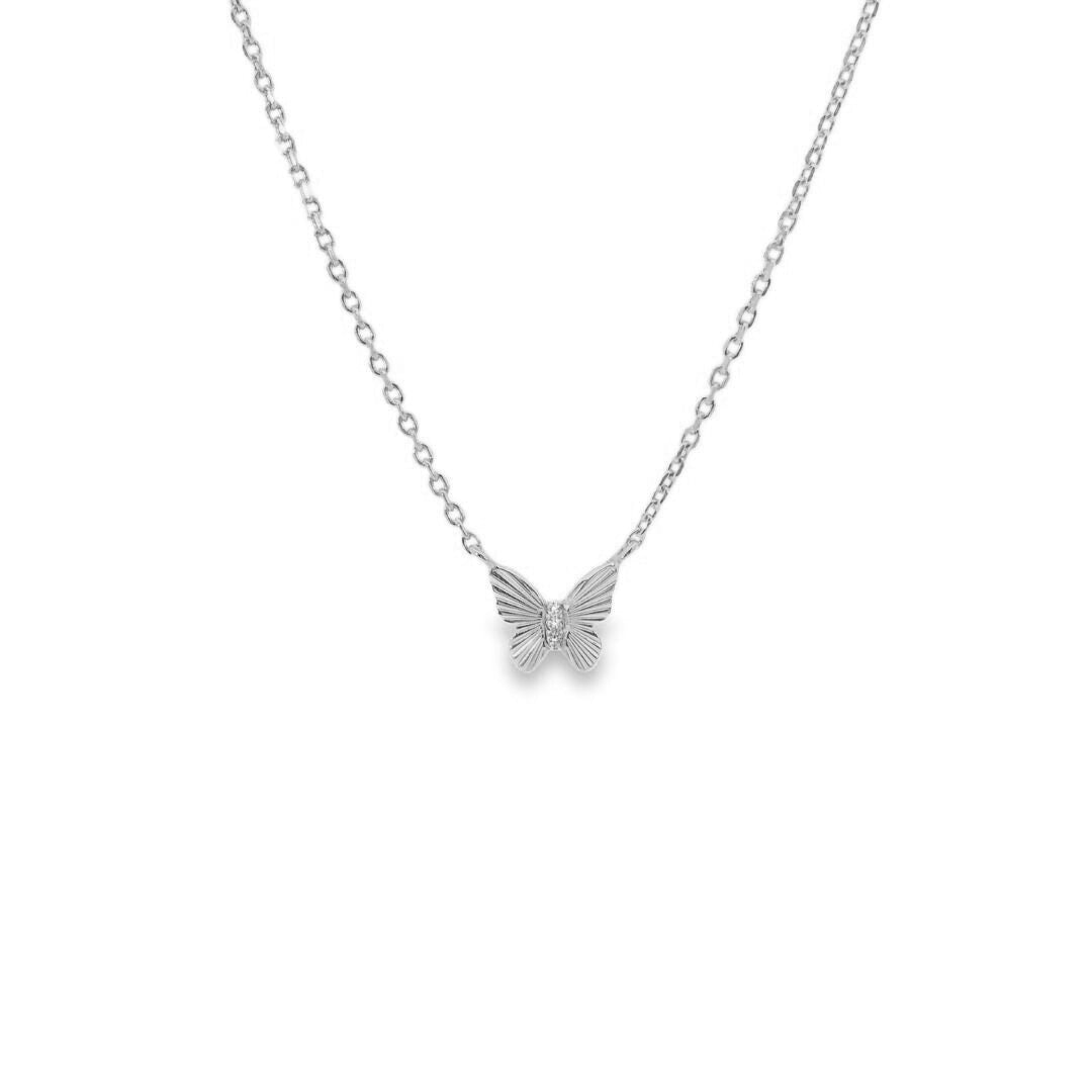 Fluted Butterfly Pendant Necklace