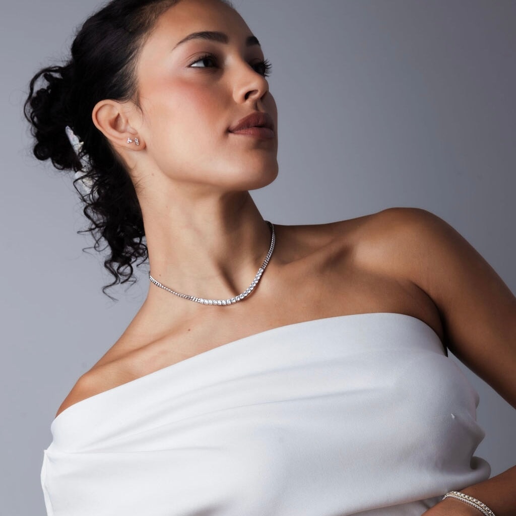 Tennis Bold Curb Necklace