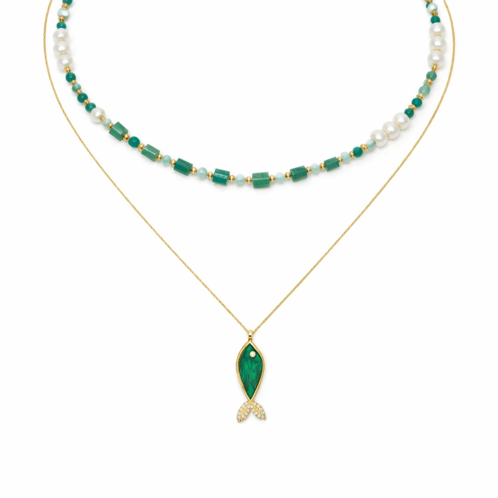 Little Fish and Pearl Beaded Necklace Bundle