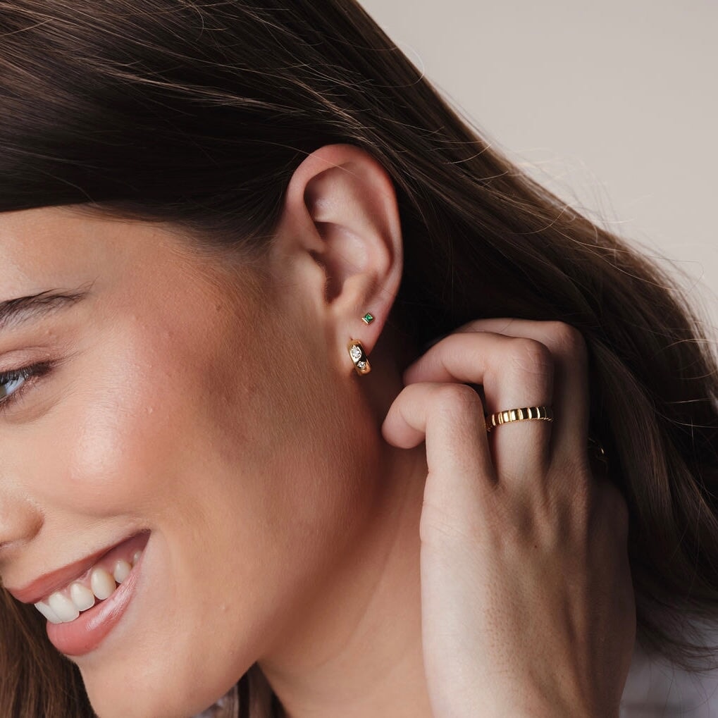 Flush Set Sparkle Huggie Earrings
