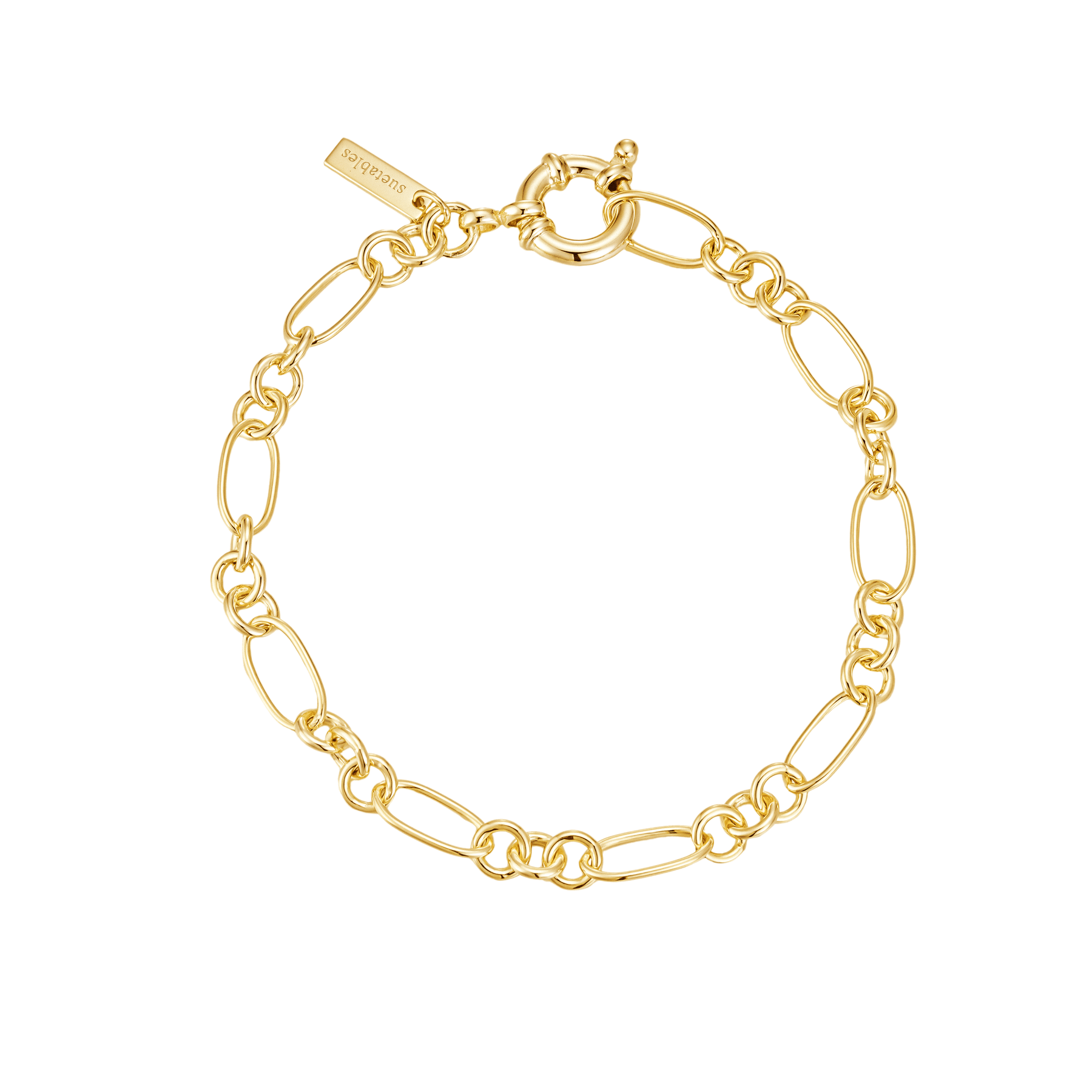 Elongated Figaro Chain Bracelet
