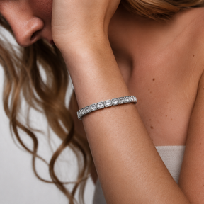Bezel Emerald Tennis Stretchy Bracelet