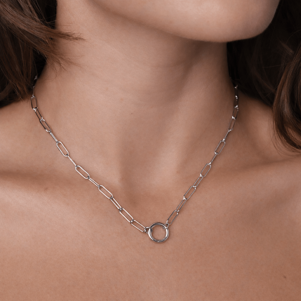Paperclip Chain Necklace with Charm Enhancer