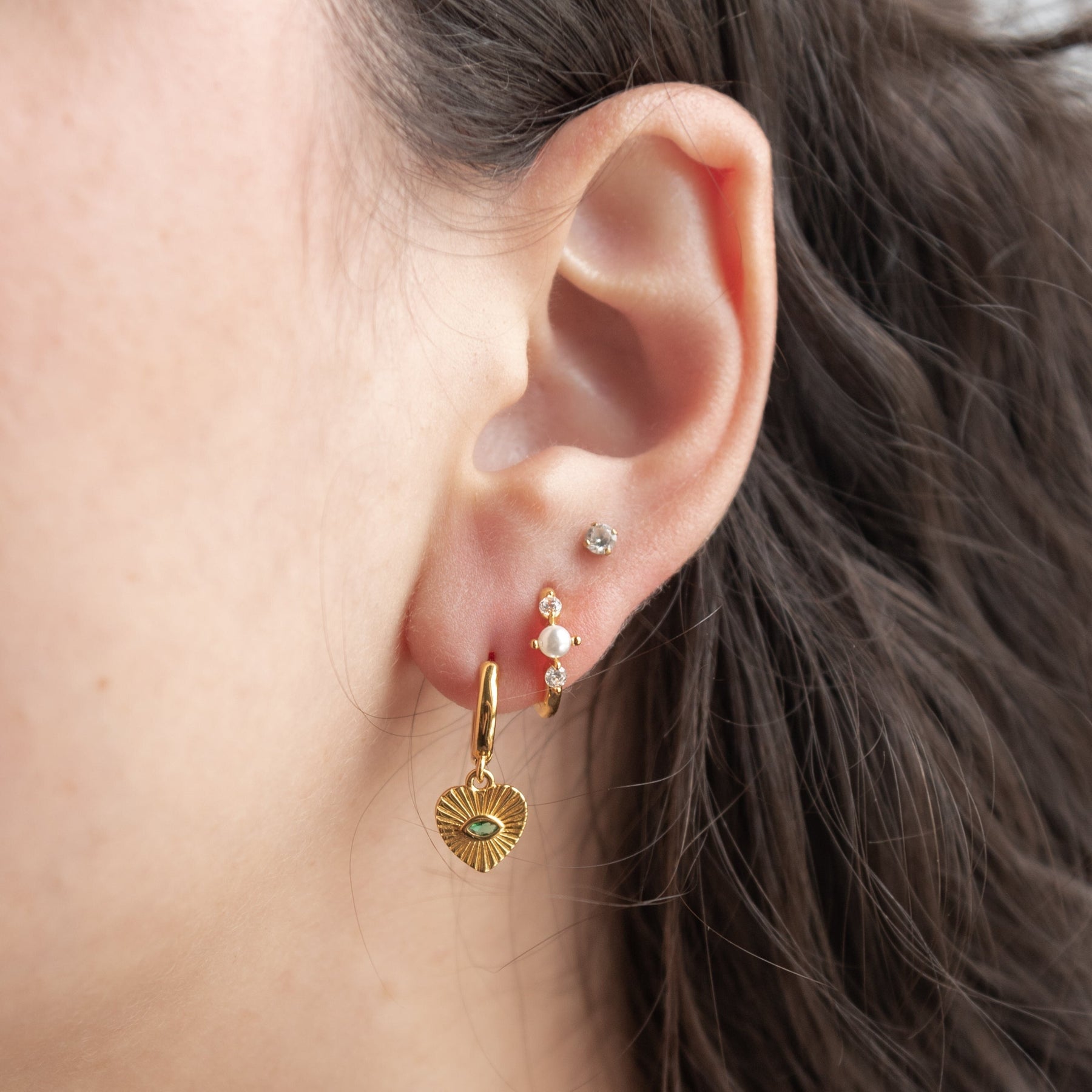 Evil Eye Drop Huggie Earrings