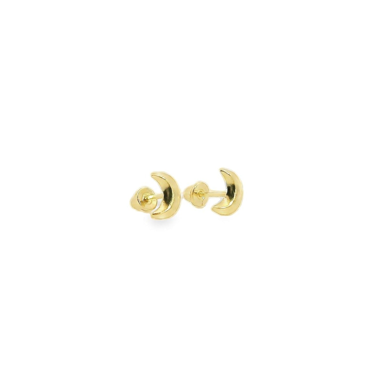 14K Gold Moon Stud Earrings