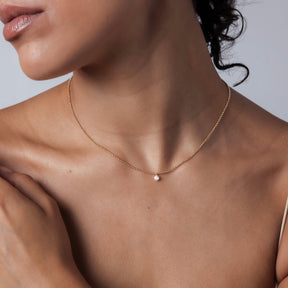 Ball Chain with  Bezel-Set CZ Necklace