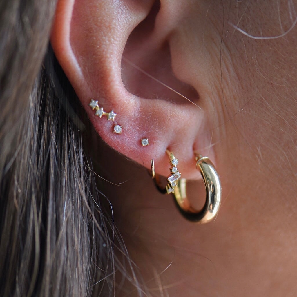 14K Gold Tory Diamond Hook Earrings