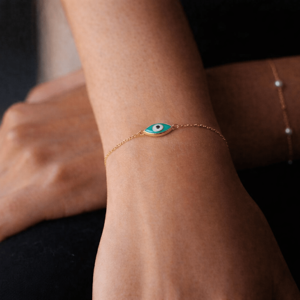 10K Gold Masal Turquoise Evil Eye Bracelet