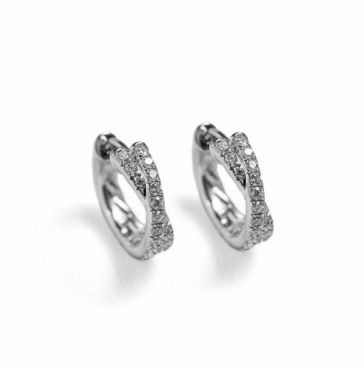 Cross Double huggie hoops