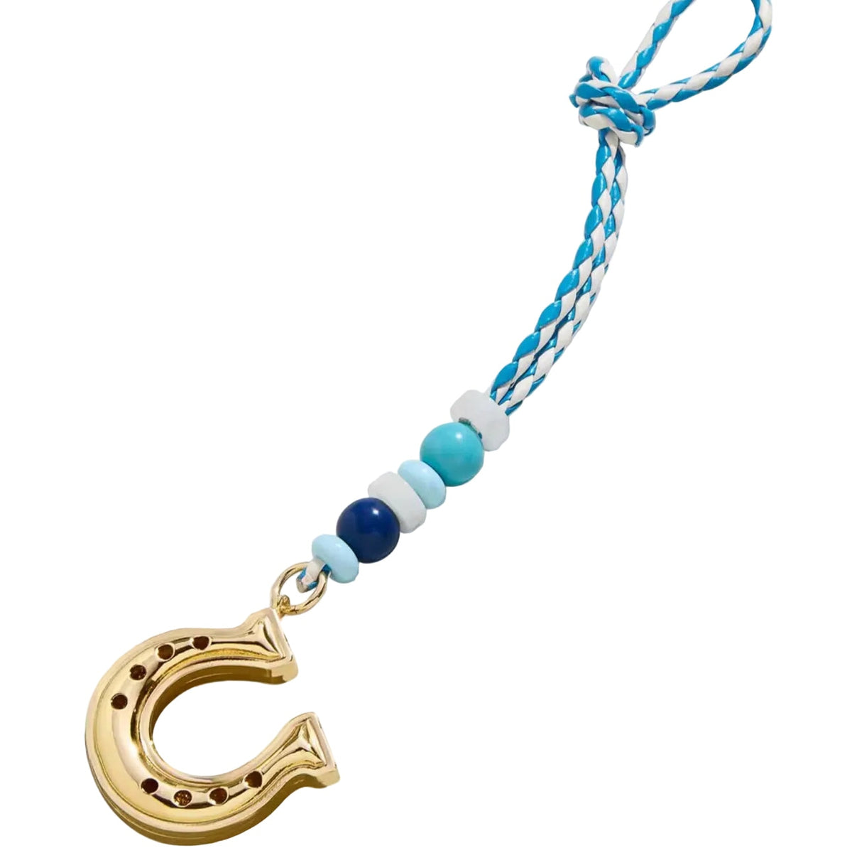 Horseshoe on Blue Braided Rope Bag Charm