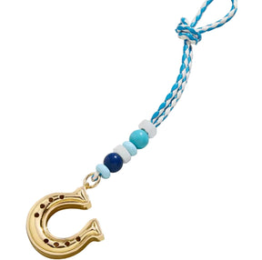 Horseshoe on Blue Braided Rope Bag Charm