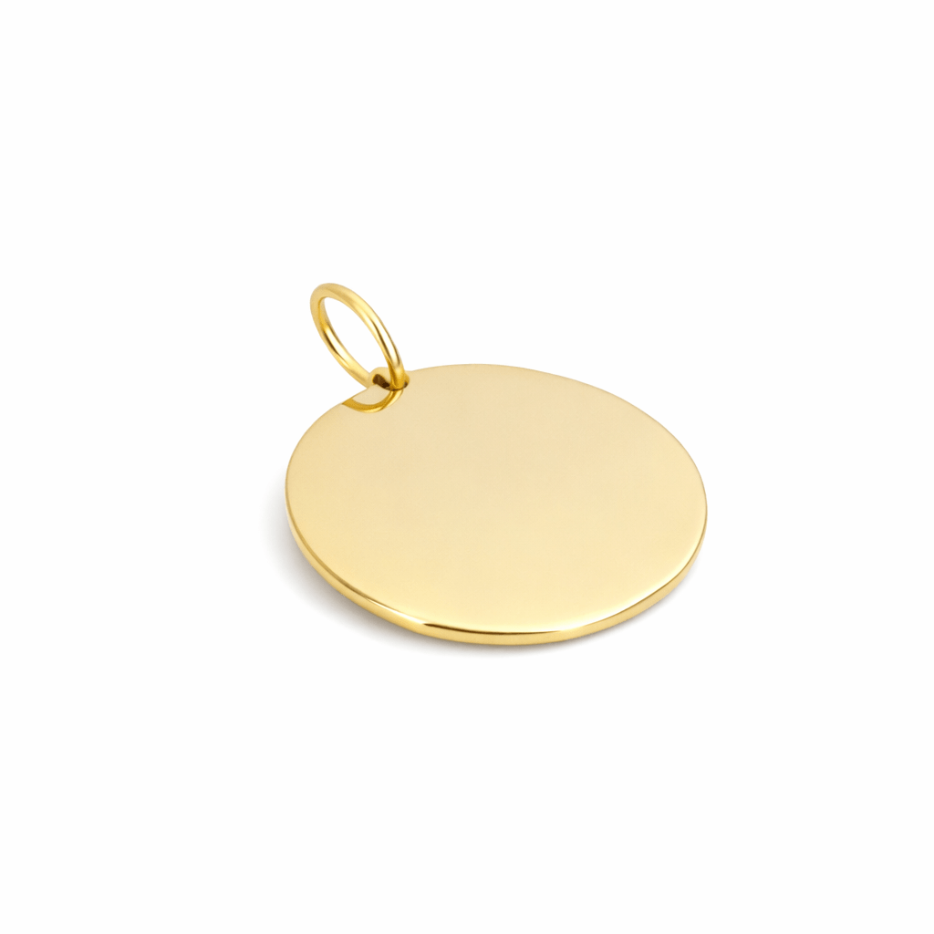 10K Gold Engravable Medium Round Charm