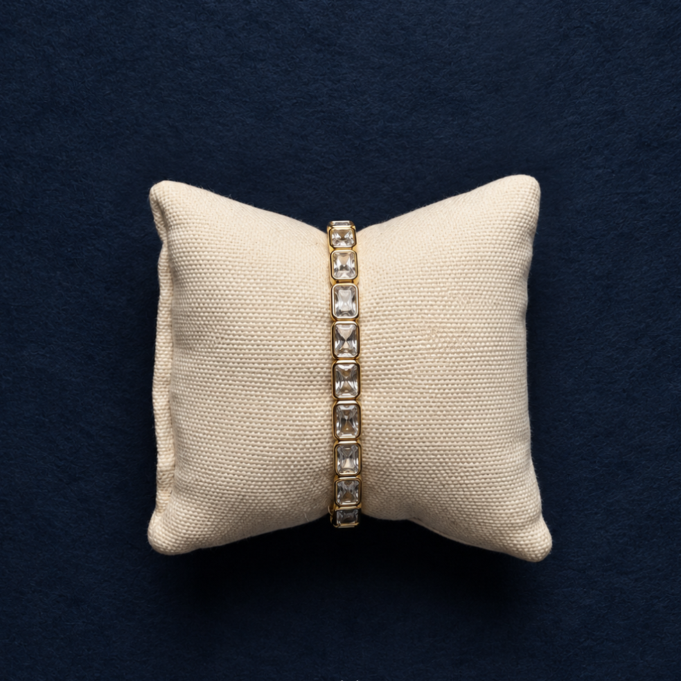 Bezel Emerald Tennis Stretchy Bracelet