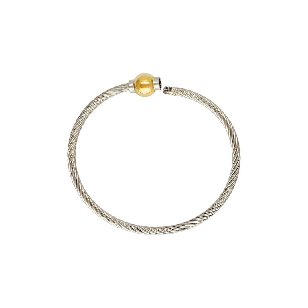 Mixed Metal Cable Bangle Bracelet