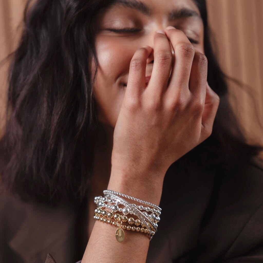 Motif Bangle with Engravable Charm
