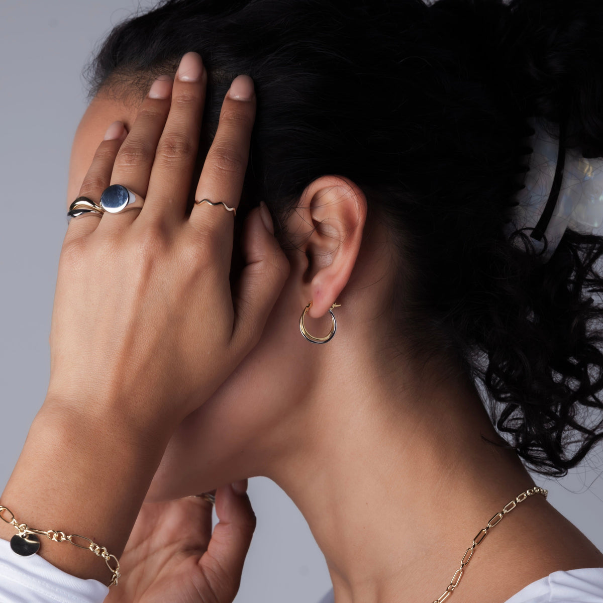 Mixed Metal Crossover Hoops