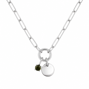Charm Enhancer Paperclip Necklace with Birthstone Sterling Silver
