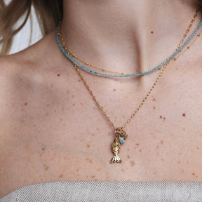 Petite Beaded Necklace- Blue Topaz